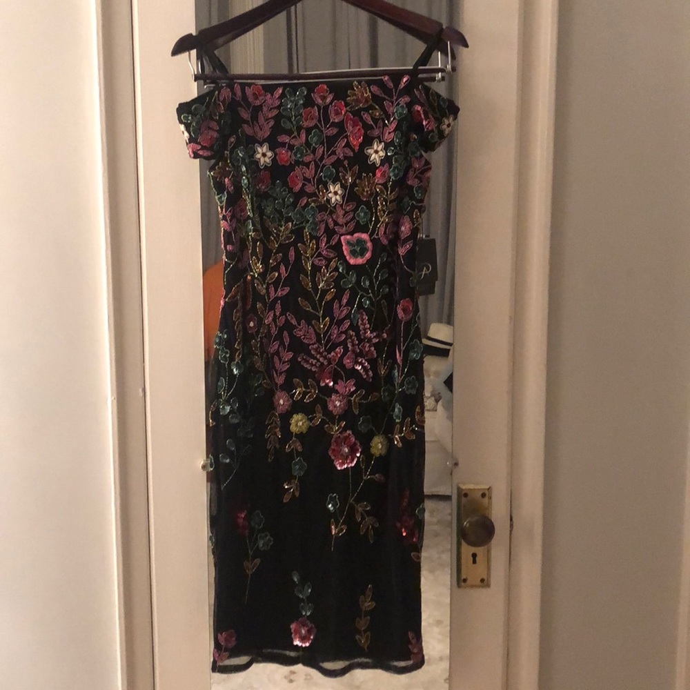 Adrianna Papell Beaded off the shoulder Dress